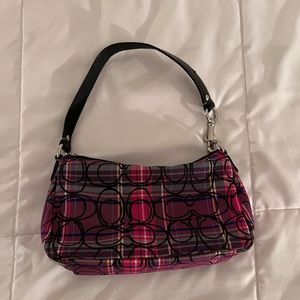 Vintage Coach Purple Blue Fuchsia Plaid Purse